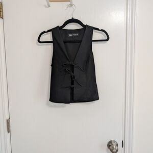 Zara Elegant Black Tie-Front Blouse